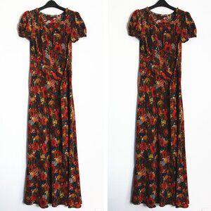 Doen Red Floral Maxi Dress with Multicolor Blooms